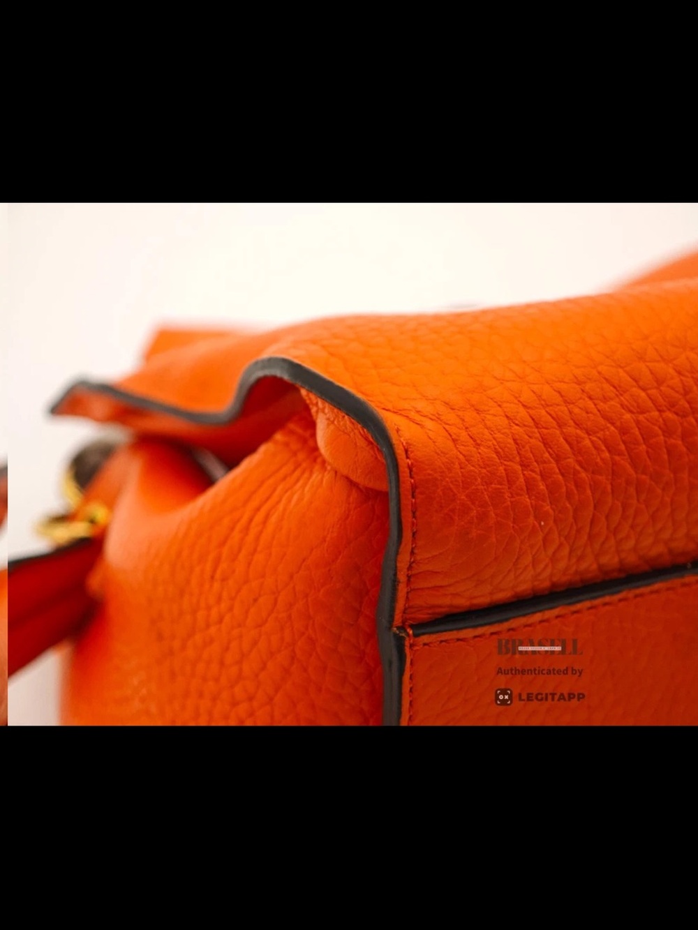 Mulberry Orange Braided-Handle Satchel with Gold Hardware - Picture 9 of 16